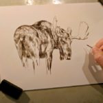 Moose, 6x8, Works in Progress, Sepai stage watercolor, Rebecca Latham