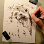 Raccoon, 6x8, Works in Progress, Sepai stage watercolor, Rebecca Latham