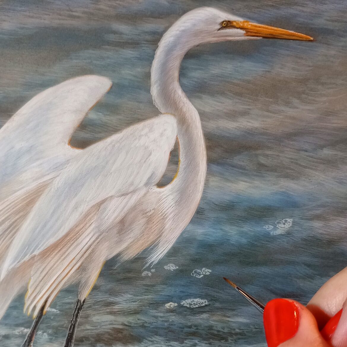 Capturing the Essence of Evening (Great Egret Watercolor)