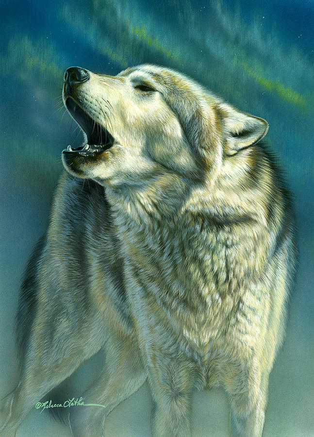 Aurora - Wolf, Rebecca Latham, Opaque & transparent watercolor on museum board