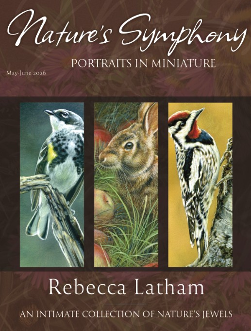 Nature’s Symphony: Portraits in Miniature presents a collection of finely detailed watercolor studies that explore quiet moments in the natural world. Working at an intimate scale, Rebecca Latham focuses on subtle gesture, light, and texture, inviting close observation and reflection. Each piece contributes to a larger visual rhythm, emphasizing the beauty, presence, and interconnectedness of wildlife and their environments.